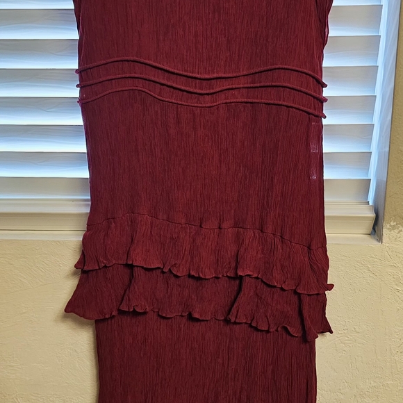 Taylor Burgundy V-Neck Textured Dress - Picture 8 of 15